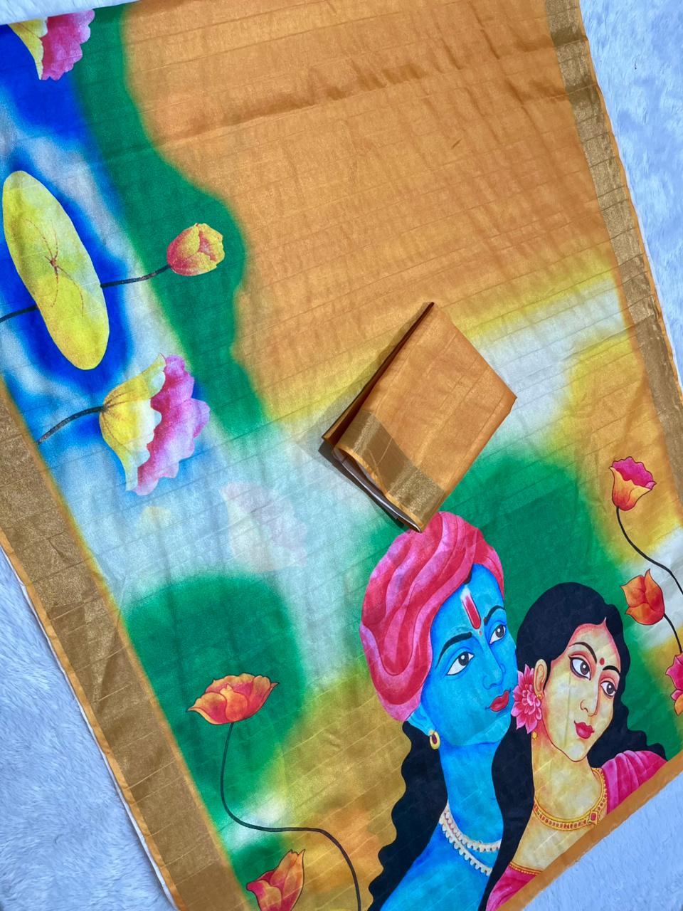 Aarini Tussar Feel Silk Saree – Divine Mustard