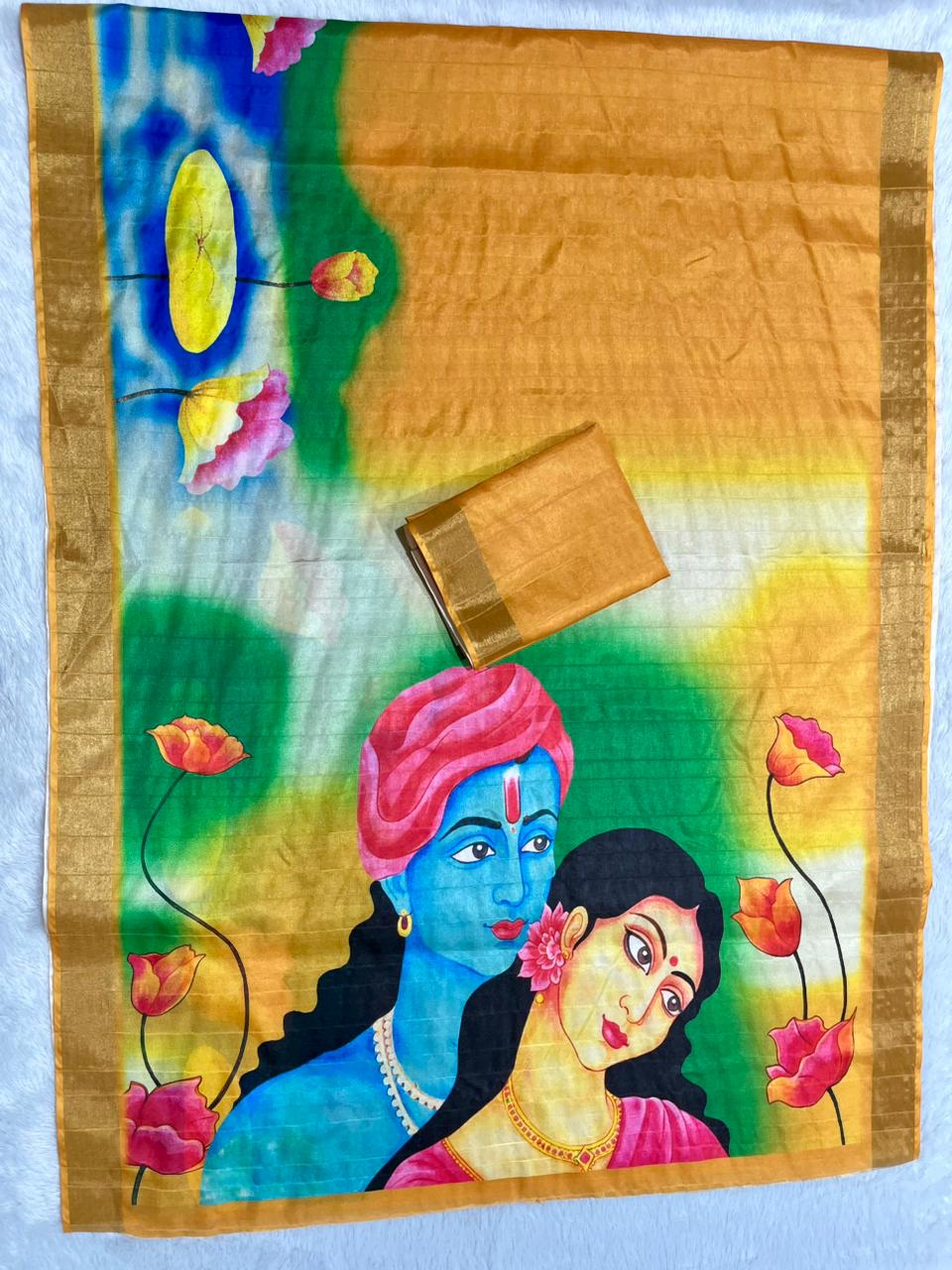 Aarini Tussar Feel Silk Saree – Divine Mustard