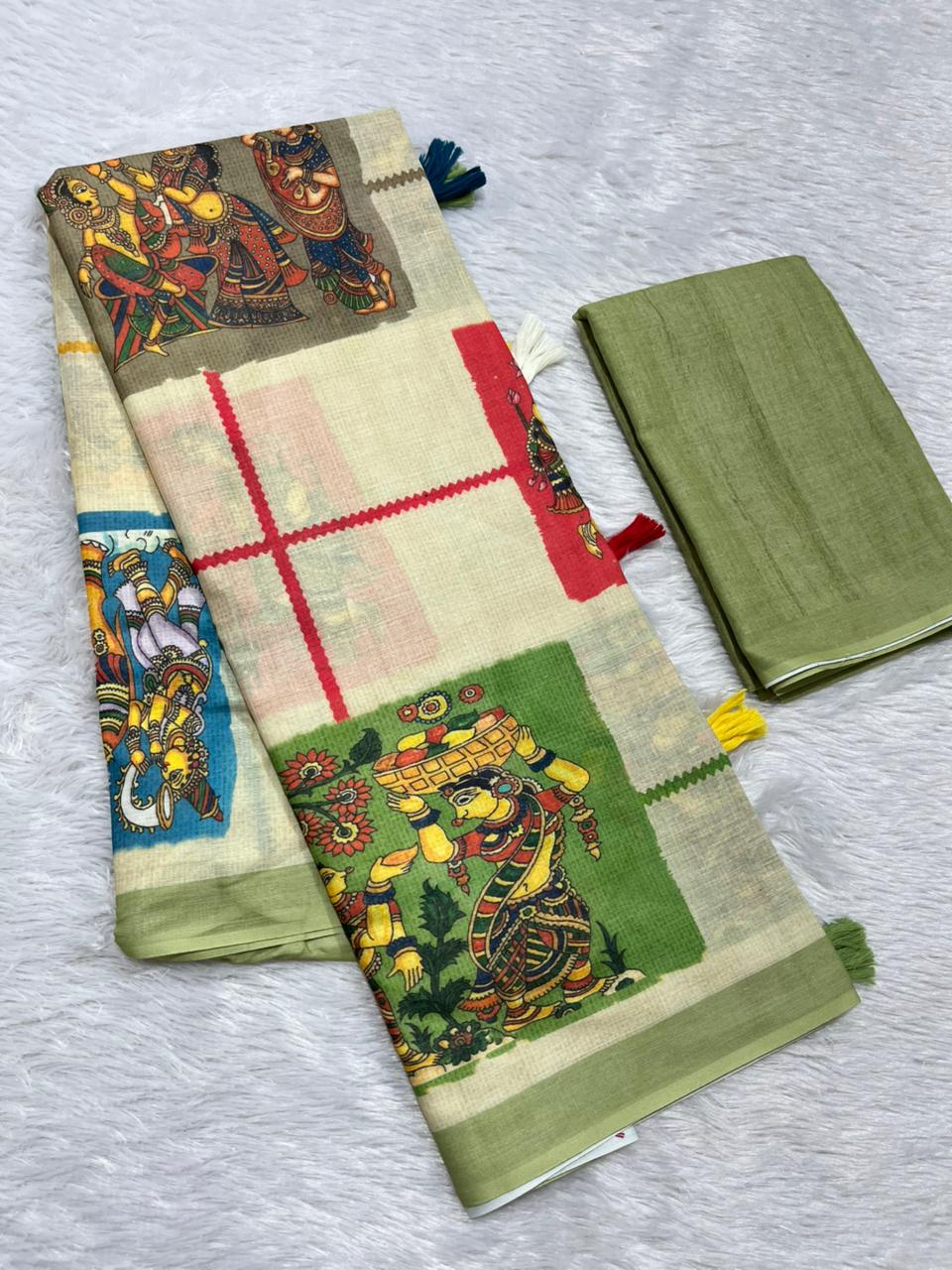 Varnika Cotton Blend Saree – Green 5