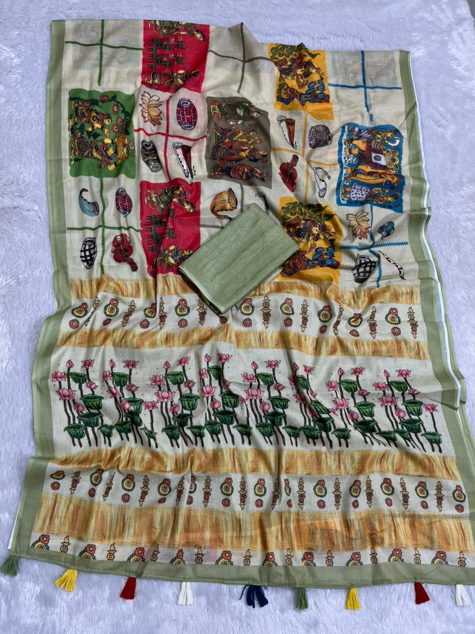 Varnika Cotton Blend Saree – Green 5
