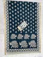 Zariya Cotton Blend Saree – Midnight Indigo