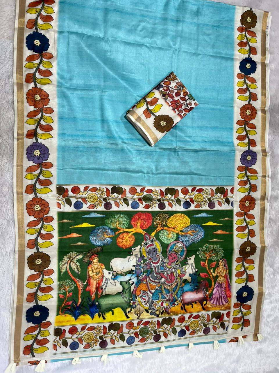 Vedyana Cotton Blend Saree – Kalamkari Digital Print