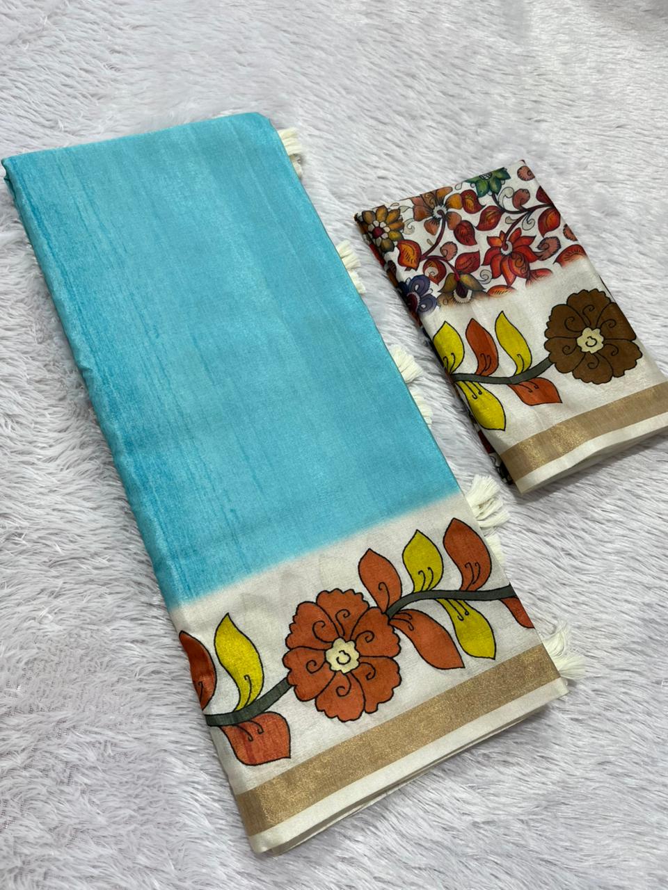Vedyana Cotton Blend Saree – Kalamkari Digital Print