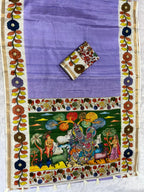 Vedyana Cotton Blend Saree – Lavender Kalamkari Digital Print