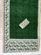 Pakhi Cotton Blend Saree – Emerald Green Parrot Bandhani