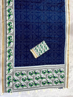 Pakhi Cotton Blend Saree – Royal Blue Parrot Bandhani