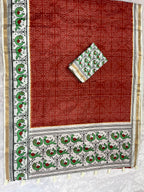 Pakhi Cotton Blend Saree – Rust Orange Parrot Bandhani