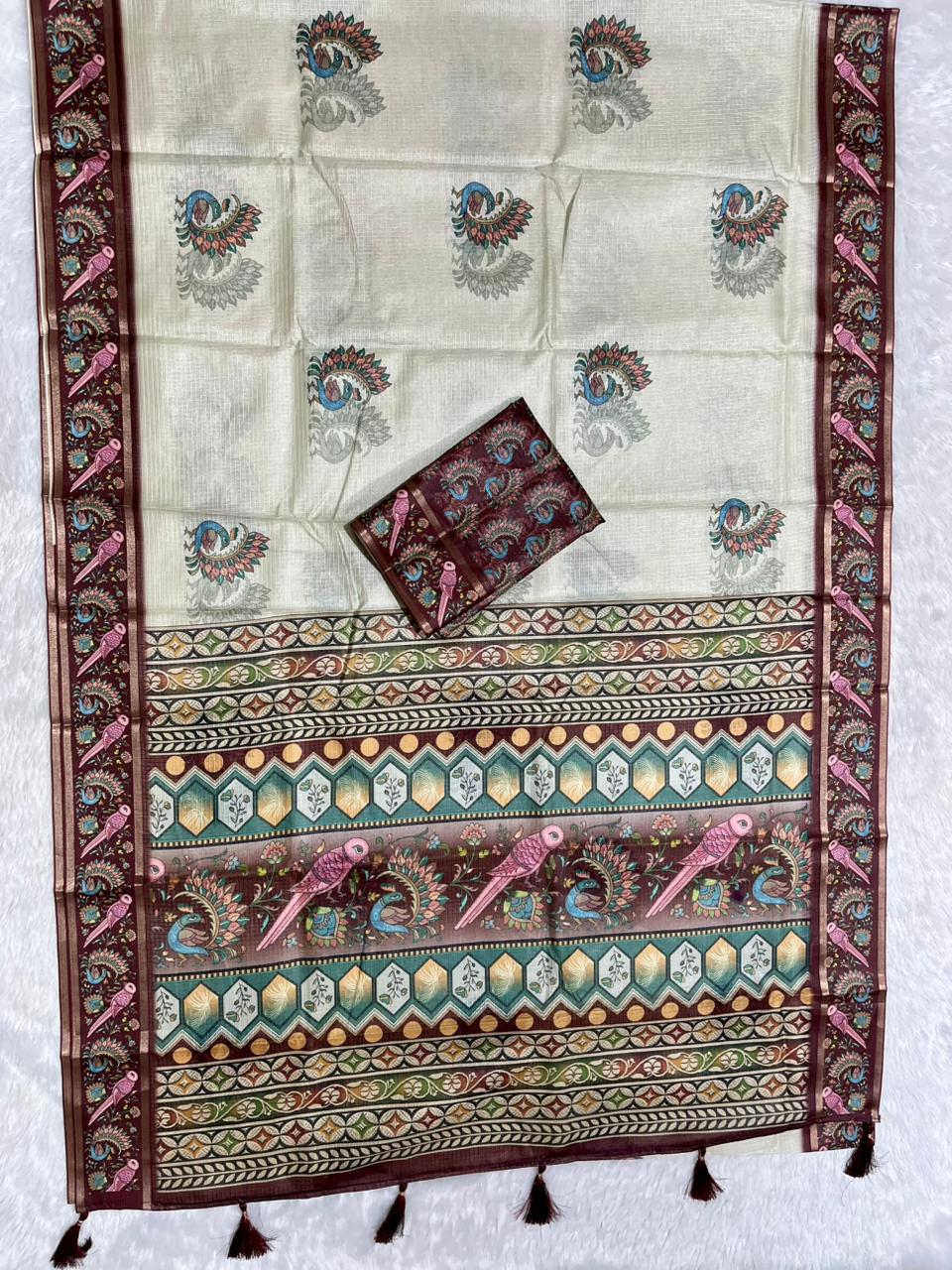 Mayuri Soft Kota Doriya Saree - Cream