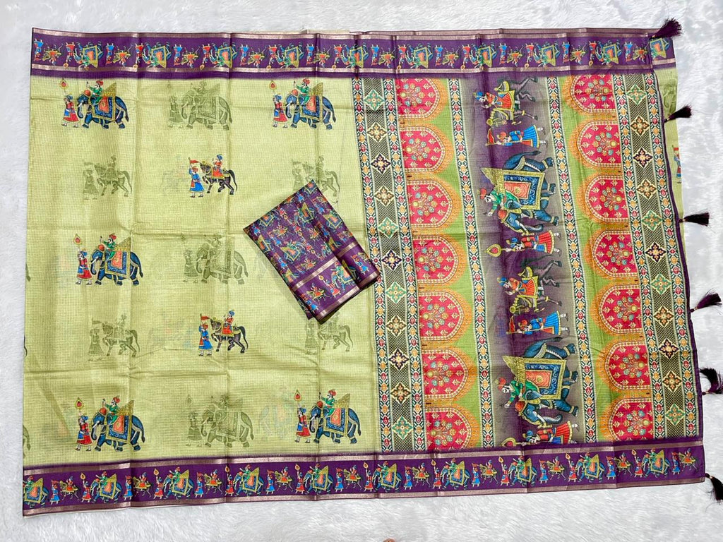 Rajvansh Kota Doriya Saree – Sage Green