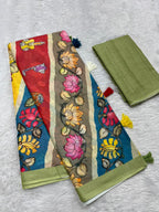 Varnika Cotton Blend Saree – Green 2