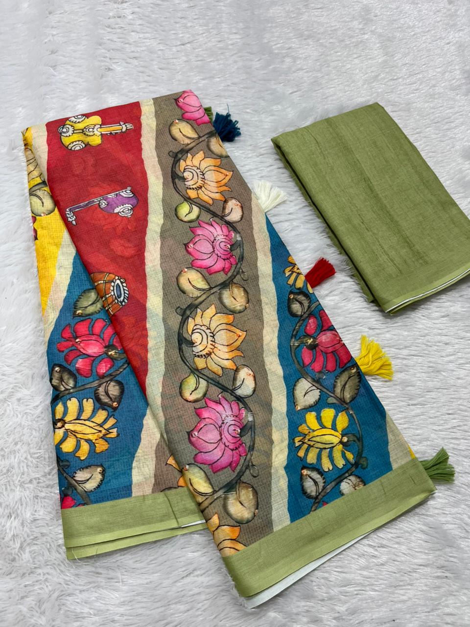 Varnika Cotton Blend Saree – Green 2