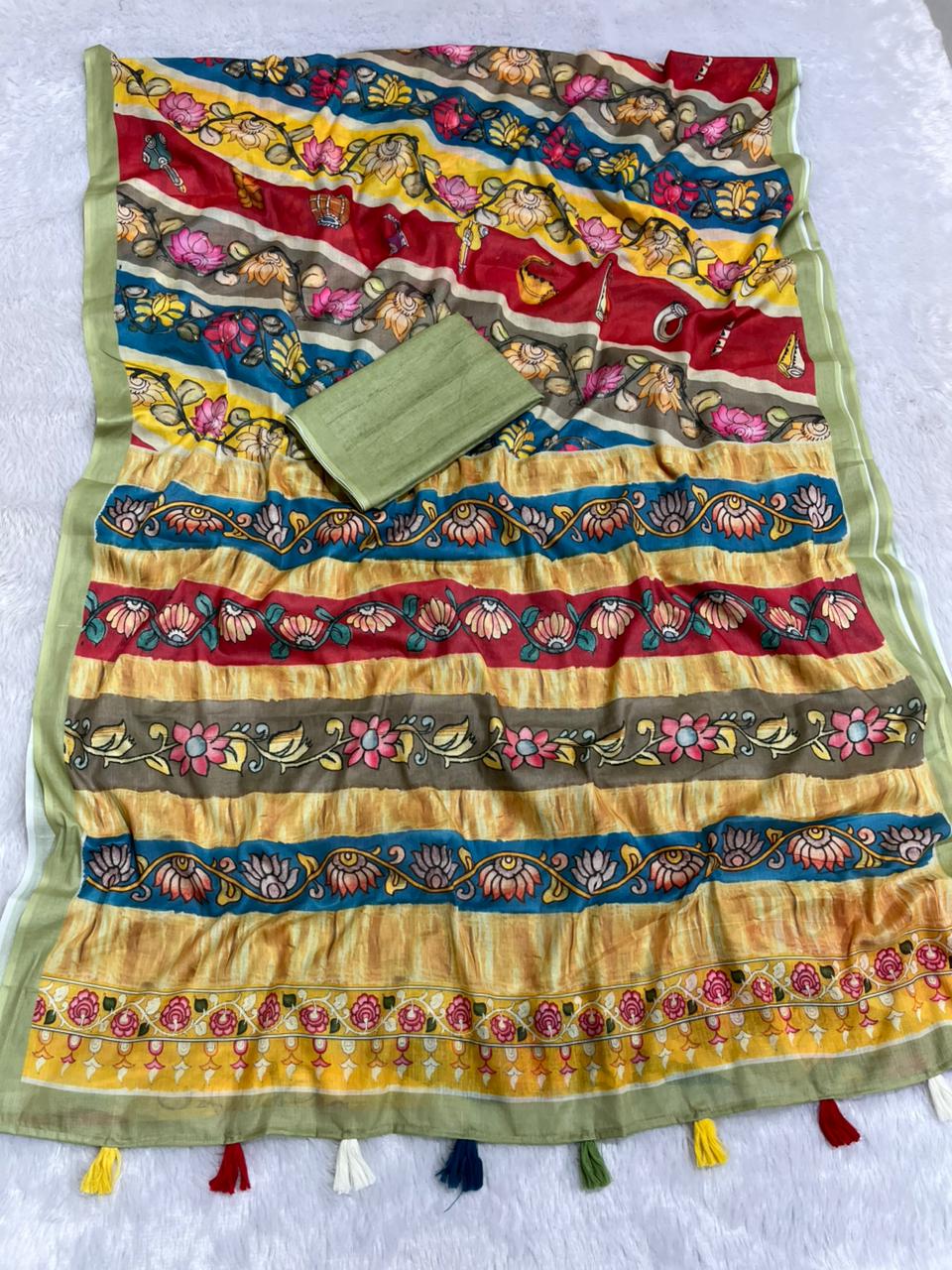 Varnika Cotton Blend Saree – Green 2