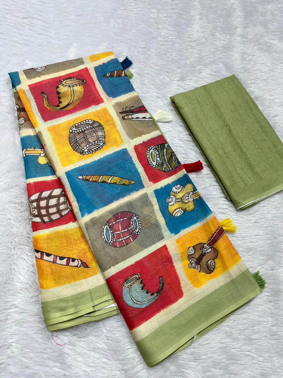 Varnika Cotton Blend Saree – Green 3
