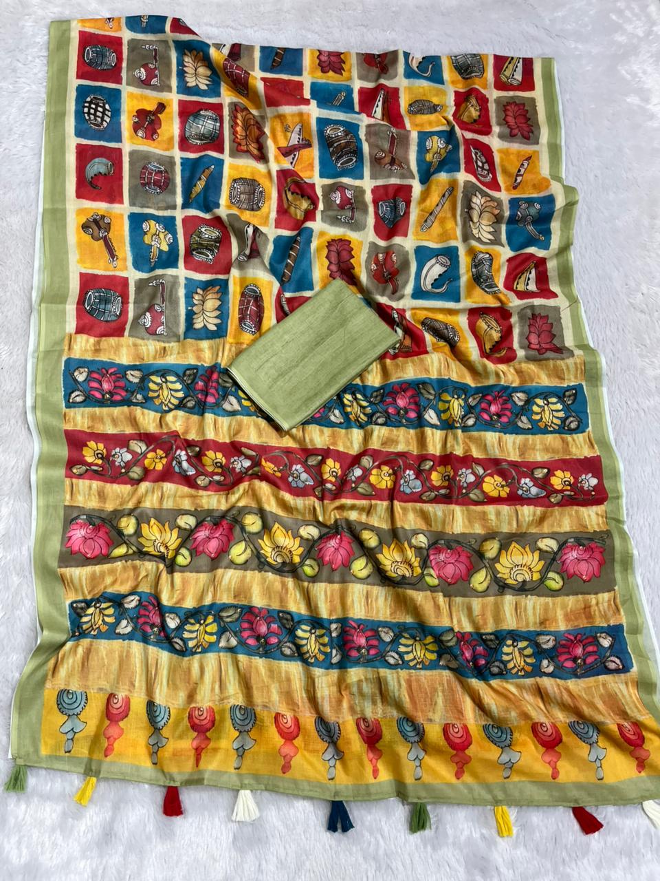 Varnika Cotton Blend Saree – Green 3