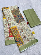 Varnika Cotton Blend Saree – Green 4