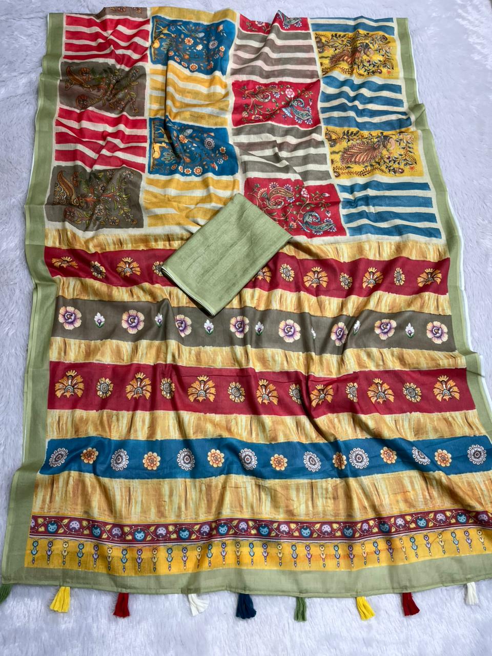 Varnika Cotton Blend Saree – Green 6