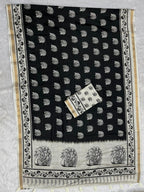 Zariya Cotton Blend Saree – Midnight Black
