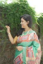 Rama Pure Tussar Silk Saree with Madhubani Digital Prints