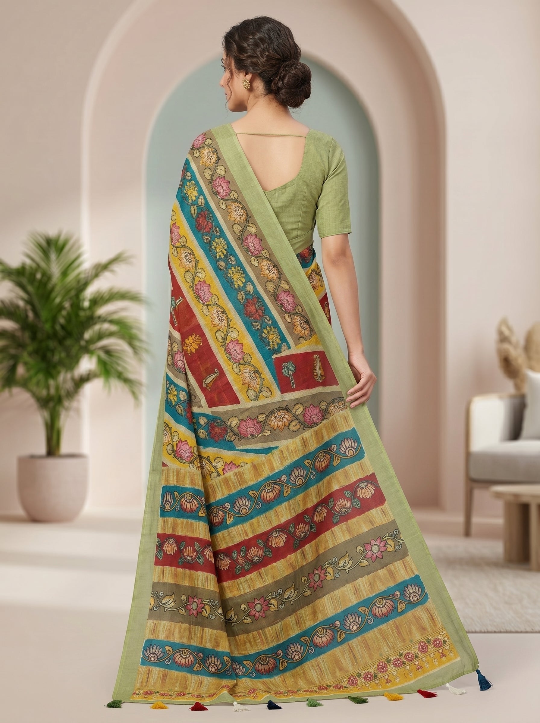 Varnika Cotton Blend Saree – Green 2