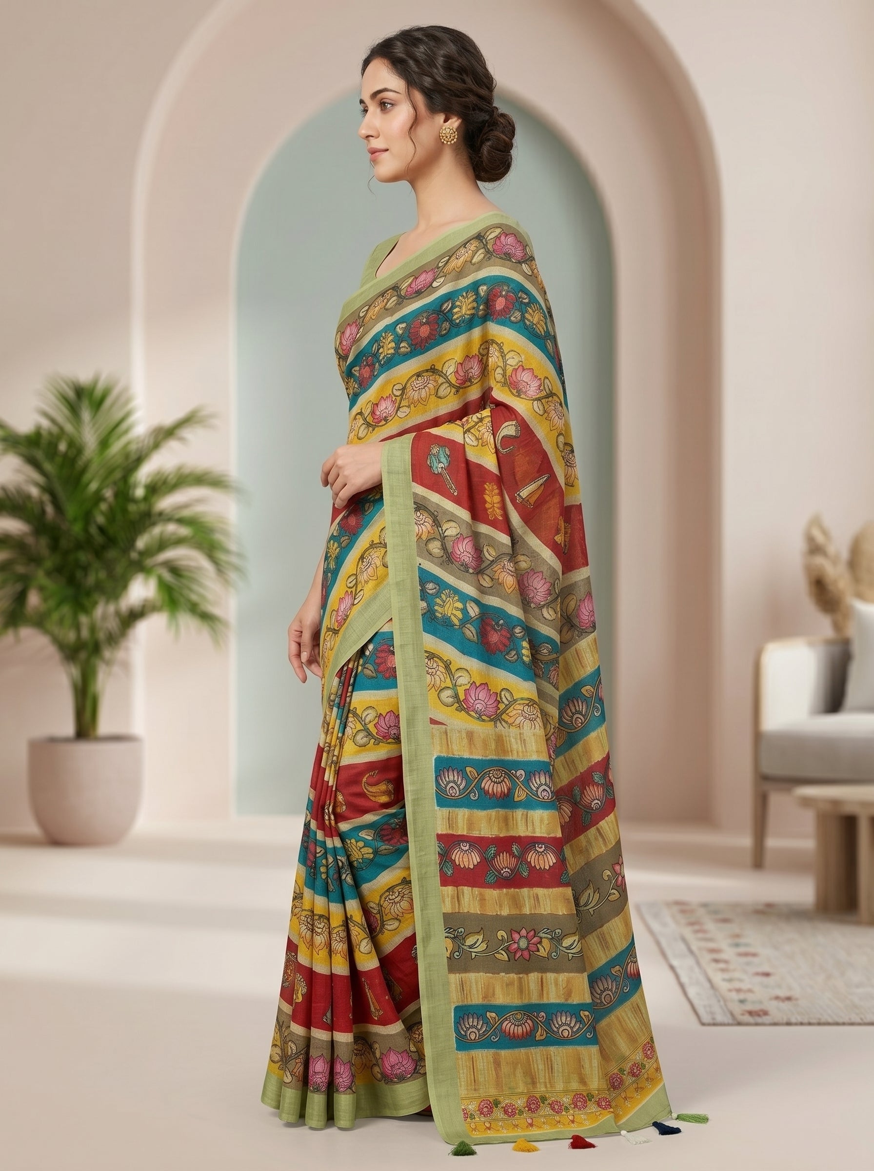 Varnika Cotton Blend Saree – Green 2