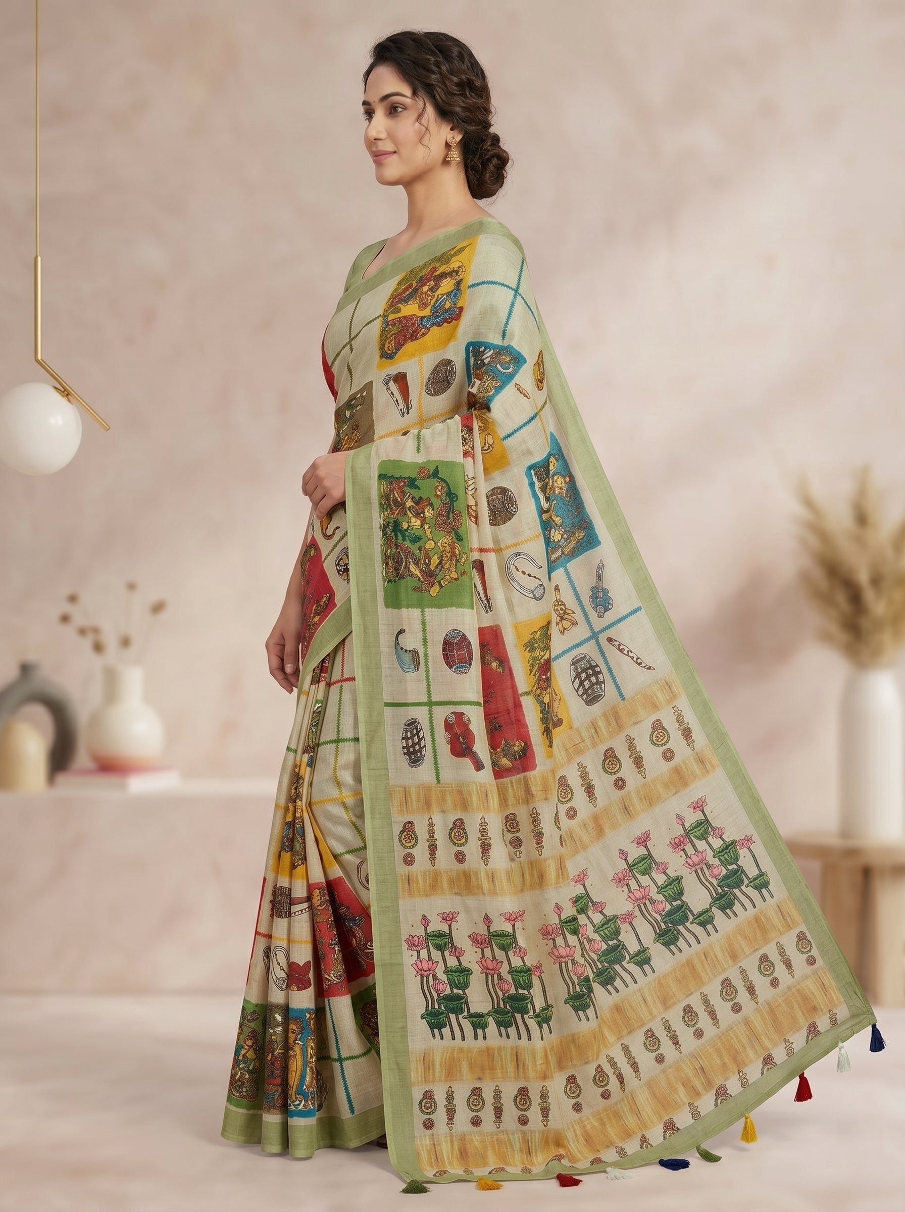 Varnika Cotton Blend Saree – Green 5
