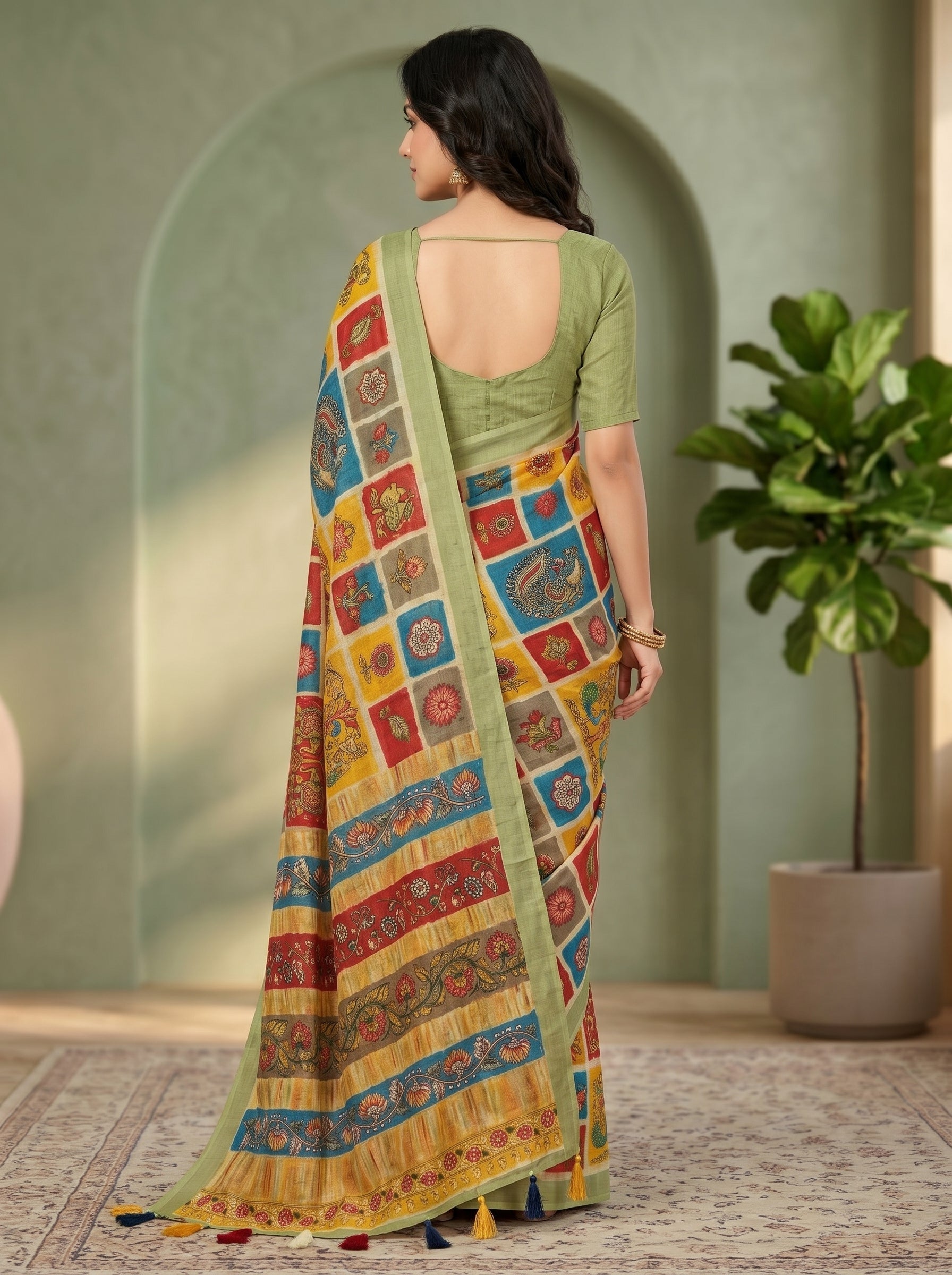 Varnika Cotton Blend Saree – Green 1
