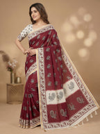 Zariya Cotton Blend Saree – Royal Maroon