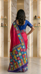 Aarshika Cotton Blend Saree – Rani Pink