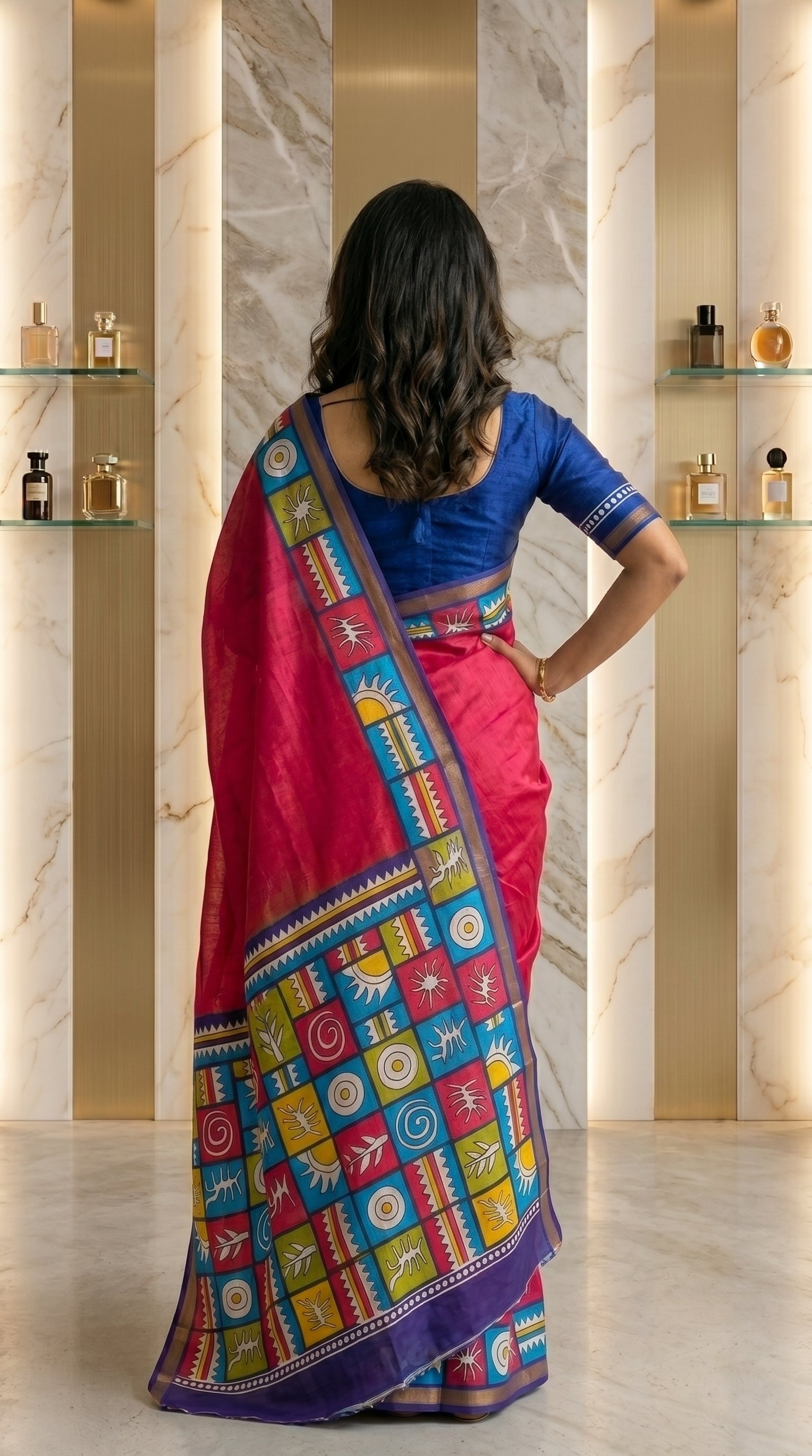 Aarshika Cotton Blend Saree – Rani Pink