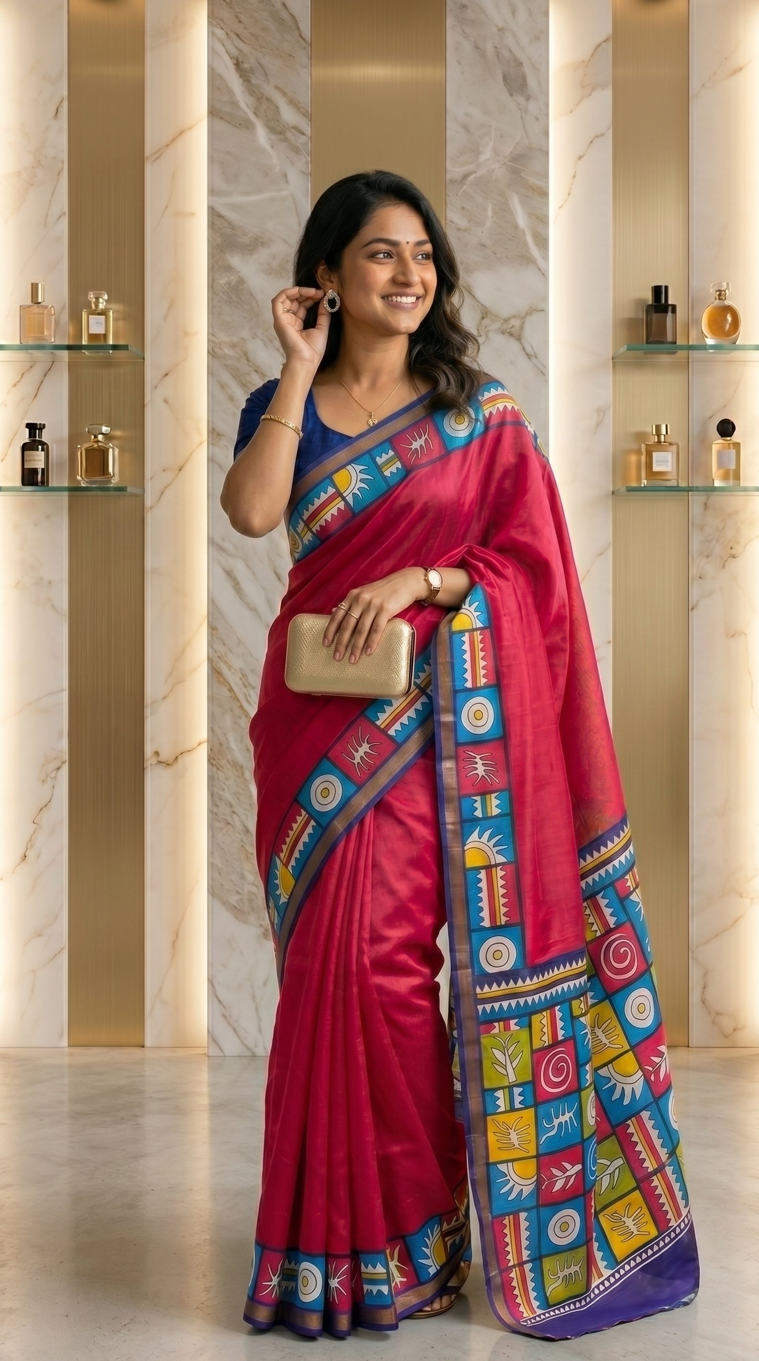 Aarshika Cotton Blend Saree – Rani Pink